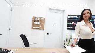 The girl received a pleasant sexual surprise from her coworker in the office