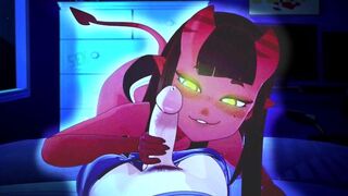The girl is having fun with a horny witch