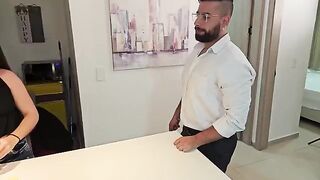 The guy showed his passion to the sexy housekeeper in a bold way