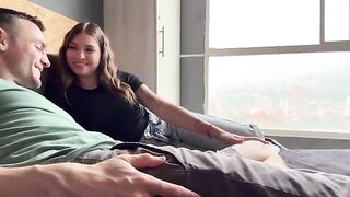 Girl wearing too many clothes gets fucked by her neighbor in a steamy scene