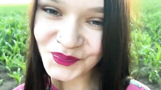 A hot chick is getting fucked in the cornfield