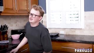 It's not easy to get off a dick, but the blondie is doing it well