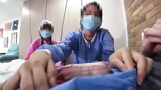 The guy was helped by a sexy nurse in the hospital
