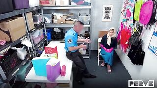 The guard checked the integrity of a stunning blonde's pussy, it was impeccable