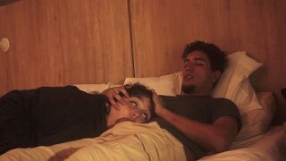 A blowjob in bed, lazy but so deep that he trembles with pleasure