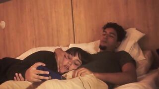A blowjob in bed, lazy but so deep that he trembles with pleasure
