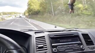 The girl is fucking with her Uber driver in the car