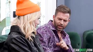 I sat the blonde down on my cock, and her moans were louder than my thoughts