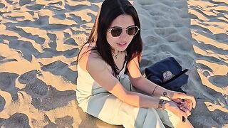 An empty beach isn't the best spot for intimate moments, but they did it anyway