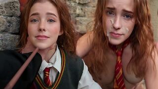 A girl in a sexy costume has rough sex and swallows cum