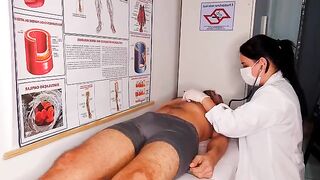 A hot nurse gets her patient's cock out of his pants