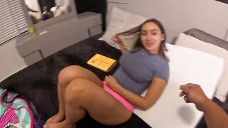 A guy fucks his stepdaughter in the pussy face to face