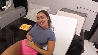 A guy fucks his stepdaughter in the pussy face to face
