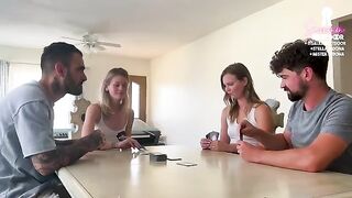 A card game turns into a hot foursome with wife swapping