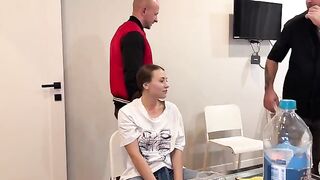 A debt had to be paid, so the girl got fucked by three guys