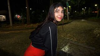 A girl with a loose character is fucking in public place
