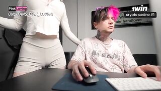 A girl rubs her pussy on the rubbing table and gets an orgasm