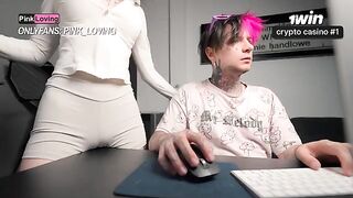 A girl rubs her pussy on the rubbing table and gets an orgasm