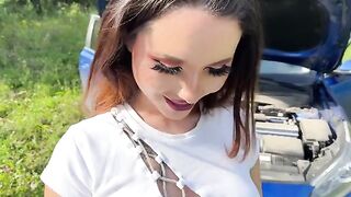 A girl came to fix the car, but she stayed for sex
