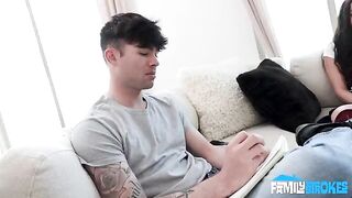 The girl almost choked on her own saliva while sucking