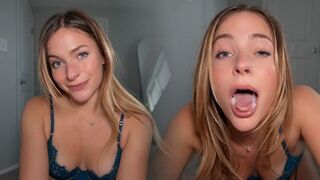 The girl has a large amount of saliva in her mouth, which she enjoys playing with