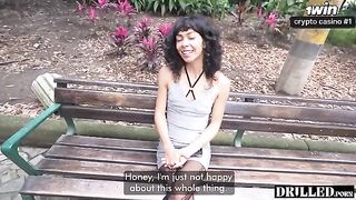 A girl with big natural tits gets fucked hard in a rough session