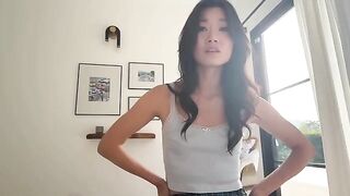 Asian tutor tries out all three holes with Alex Adams