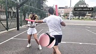 A beautiful girl is having sex with her personal trainer