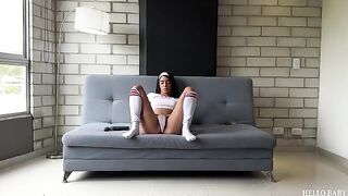 The cute girl rides the cock like a stallion