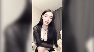 The girl in the mesh pants forces the guy to lick her pussy