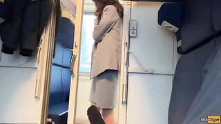 The passenger was lucky to fuck the hot stewardess on the train