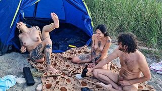 Two girls have sex in the woods, just like at home