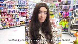 Katty West removes the condom and cums inside her