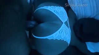 A man holds an ebony beauty by the hips and takes her hard