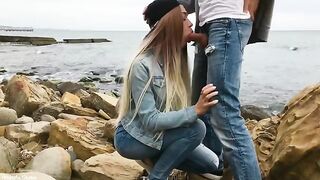 A young and sexy girl, Veronika Charm, is massaging her boyfriend’s cock