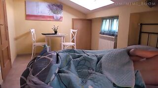 Waking up a guy with gentle morning touch, Mimi Boom's way
