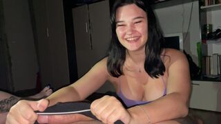 Girl sucked a dick just for the sake of the bet at the party