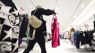 Blonde babe gets fucked in the fitting room for clothes
