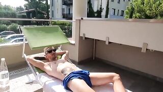 Hot Italian slut has sex on the balcony of her seaside villa