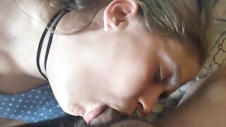 The girl is having an intense experience with cum and she is so hungry for it