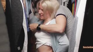 Couple have spontaneous sex right in the dressing room, standing up
