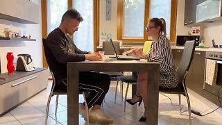 Italian secretary gets seduced and fucked by her client in her office. Dialogue in Italian