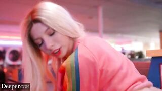 A pretty girl Kenzie cheats on her husband in public place