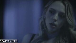 Hot brunette and blonde in a dark, passionate threesome scene