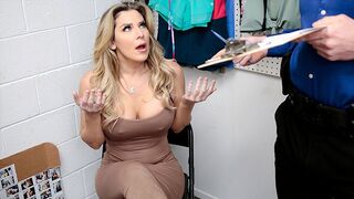 Gorgeous MILF Kayla Paige caught stealing, forced to strip and undergo a search